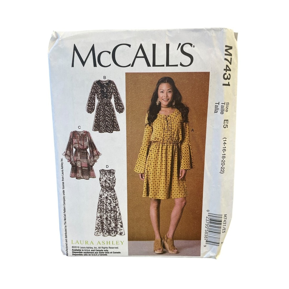 McCALL'S M7431 Misses Dresses Size 14-22 Laura Ashley 2016